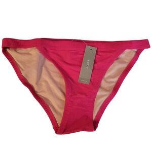 J Crew Ribbed Trim Hipster Full Coverage Bikini Bottom Pink Vacation New Size XS